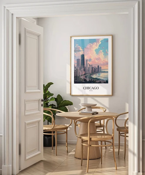 Çerçevesiz Poster Michigan Gölü Kıyısında Chicago - Resim 4