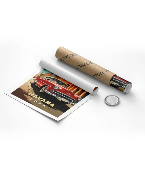 Çerçevesiz Poster Havana Sokaklarında Klasik Bir Araba - Resim 8