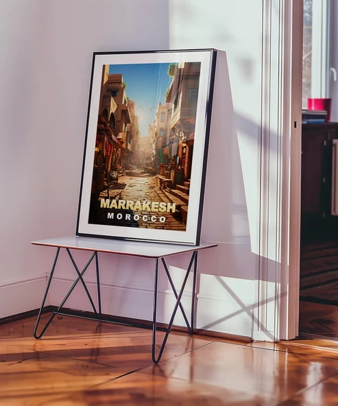 Çerçevesiz Poster Marrakeş'in Sıcak Sokakları ve Çarşı Manzarası - Resim 5