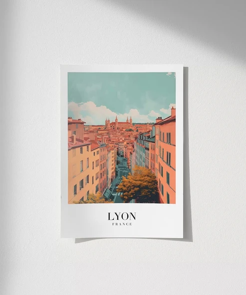 Çerçevesiz Poster Tarihi Lyon Sokakları Dekoratif