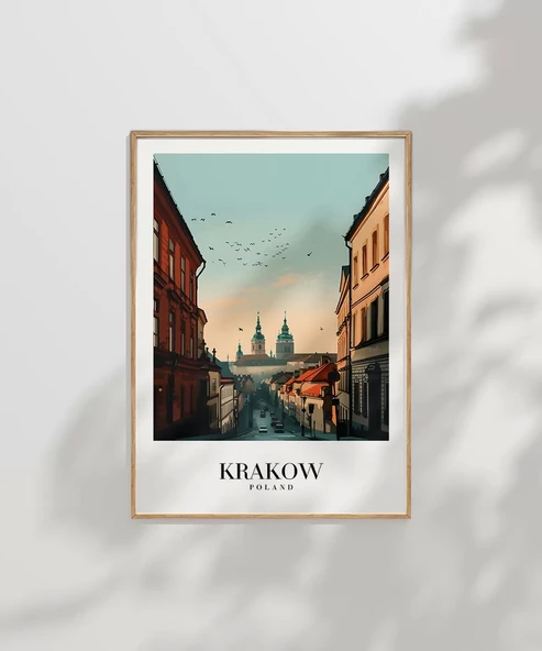 Çerçevesiz Poster Krakow Tarihi Sokakları ve Silüeti i - Resim 7
