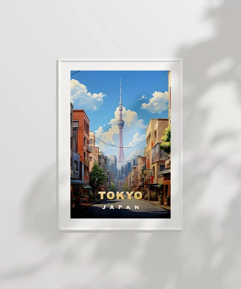 Çerçevesiz Poster Tokyo Sokak Manzarası - Resim 2