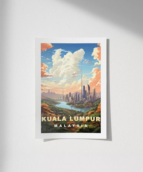 Çerçevesiz Poster Kuala Lumpur Şehir Silüeti ürün görseli