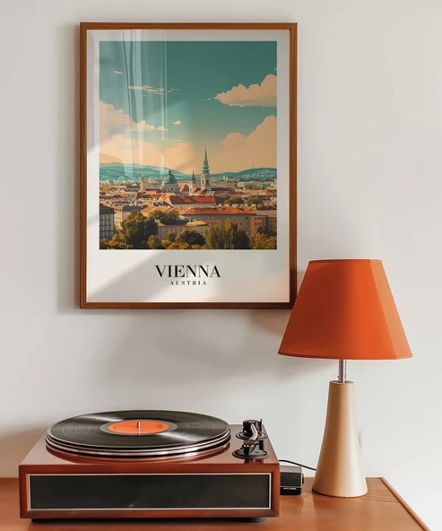 Çerçevesiz Poster Viyana Şehir Manzarası - Resim 4