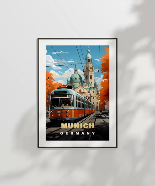 Çerçevesiz Poster Münih'in Renkli Sonbahar Sokakları - Resim 7