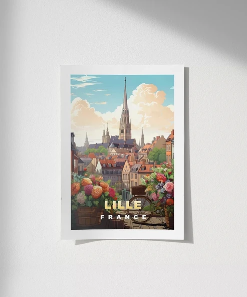 Çerçevesiz Poster Lille Tarihi ve Çiçek Bahçesi Sanat ürün görseli