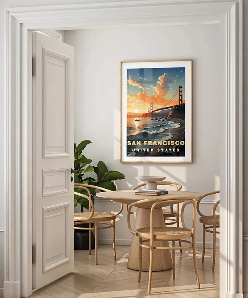 Çerçevesiz Poster San Francisco Gün Batımı - Resim 5