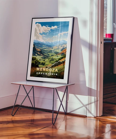 Çerçevesiz Poster Mendoza Dağ Manzarası ve Yeşil Vadiler - Resim 4