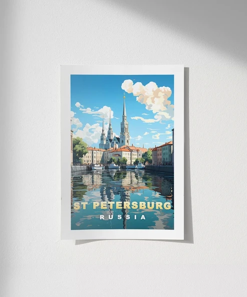 Çerçevesiz Poster St. Petersburg Kanal Manzarası ürün görseli