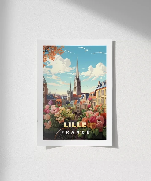 Çerçevesiz Poster Romantik Lille Manzarası Sanat ürün görseli