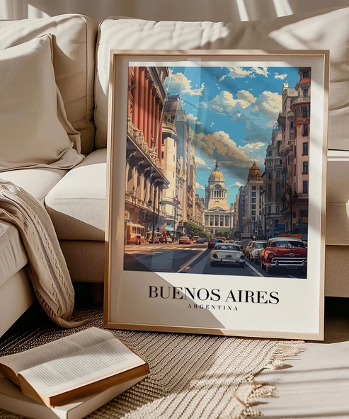 Çerçevesiz Poster Tarihi Buenos Aires Manzarası - Resim 5