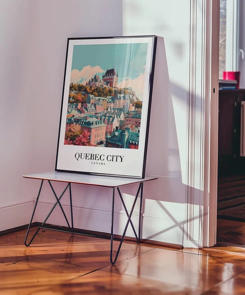 Çerçevesiz Poster Tarihi Quebec Şehir Baskısı - Resim 4