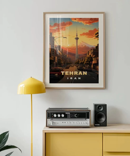 Çerçevesiz Poster Tahran’ın Zarif Silüeti ve Dağ Manzarası - Resim 3