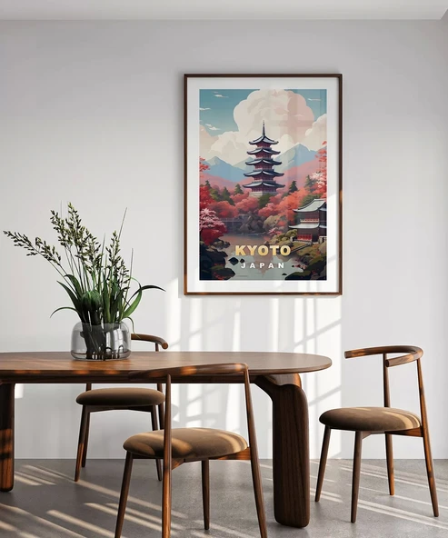 Çerçevesiz Poster Sonbahar Kyoto Manzarası - Resim 4