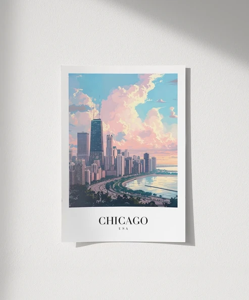 Çerçevesiz Poster Michigan Gölü Kıyısında Chicago ürün görseli
