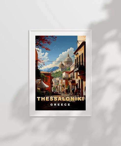 Çerçevesiz Poster Thessaloniki Tarihi Sokak Manzarası - Resim 2
