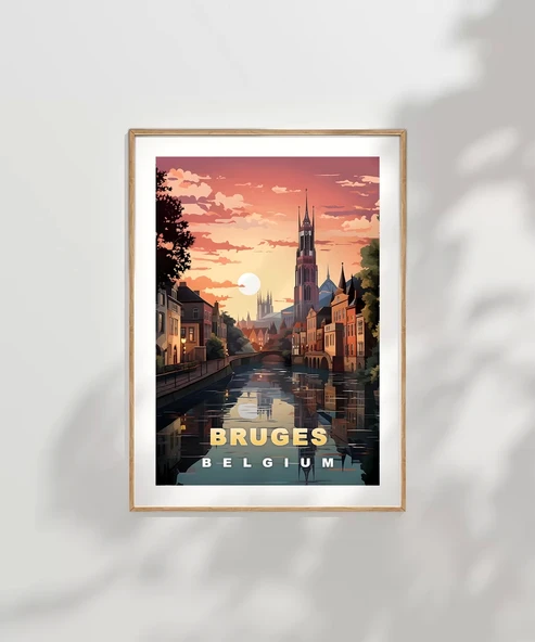 Çerçevesiz Poster Kanallar Üzerinde Gün Batımı - Resim 7