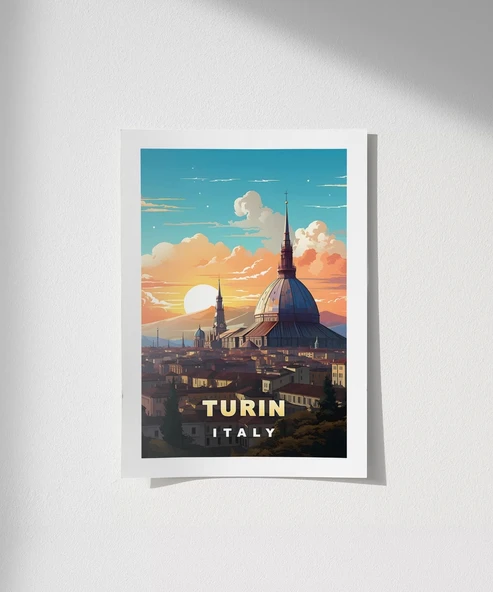 Çerçevesiz Poster Turin Gün Batımı Manzarası ürün görseli