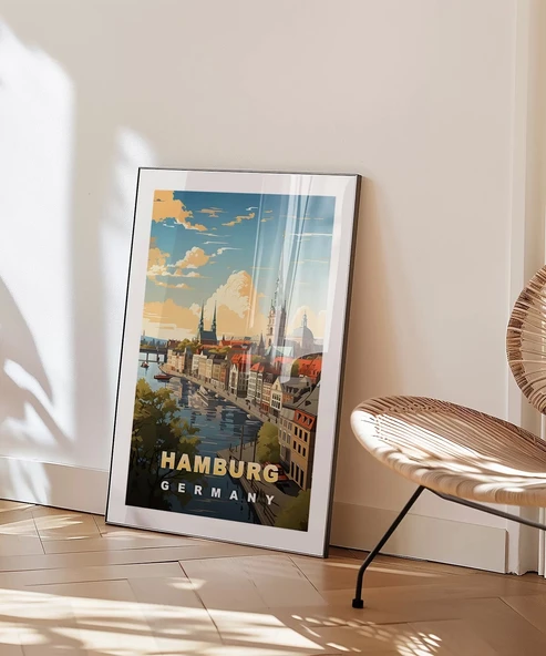 Çerçevesiz Poster Kuzeyin İncisi Hamburg - Resim 5