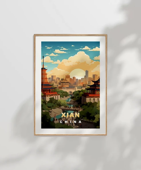 Çerçevesiz Poster Xi'an Tarihi ve Modern Perspektif Sanatsal - Resim 7