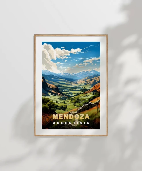 Çerçevesiz Poster Mendoza Dağ Manzarası ve Yeşil Vadiler - Resim 7