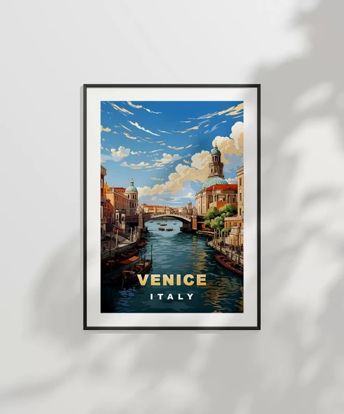 Çerçevesiz Poster Venedik Kanalı Manzarası - Resim 6