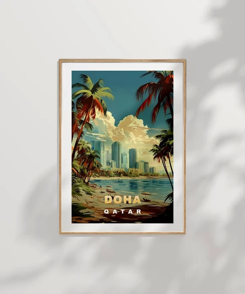 Çerçevesiz Poster Doha Şehir Manzarası - Resim 6