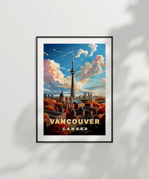 Çerçevesiz Poster Vancouver ve Sonbahar Renkleri Şehir - Resim 6