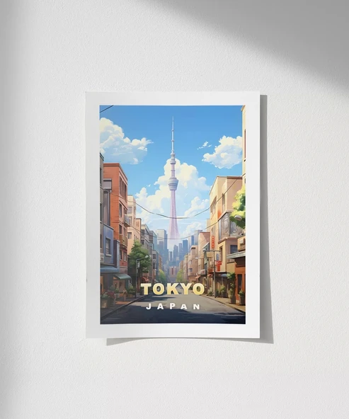 Çerçevesiz Poster Tokyo Sokak Manzarası ürün görseli