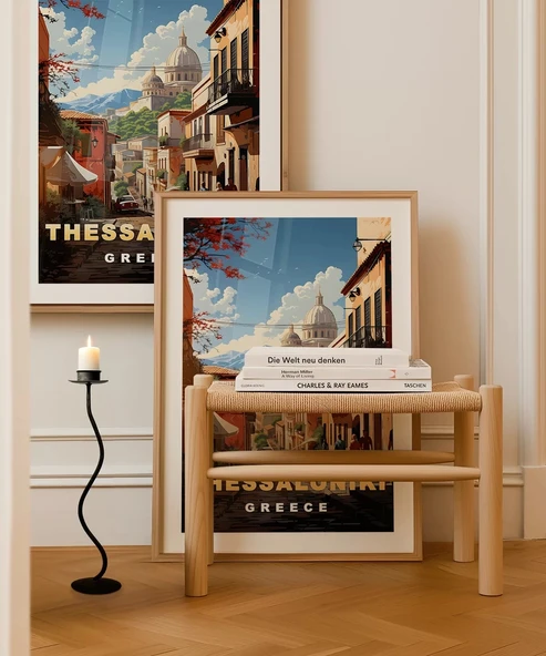 Çerçevesiz Poster Thessaloniki Tarihi Sokak Manzarası - Resim 5