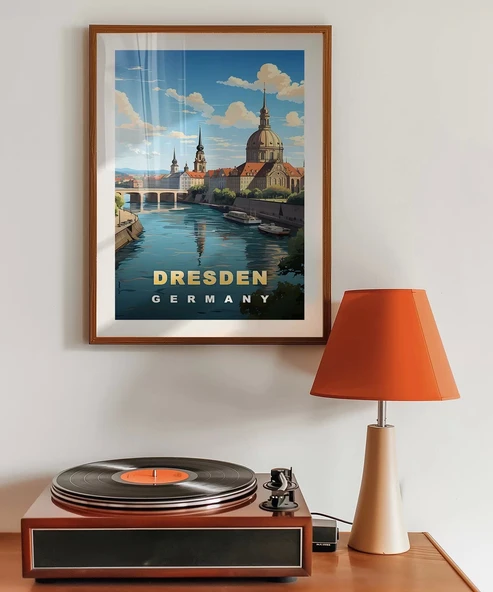 Çerçevesiz Poster Dresden Almanya Ufuk Çizgisi - Resim 3
