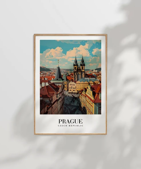 Çerçevesiz Poster Prag Eski Şehir Manzarası - Resim 7