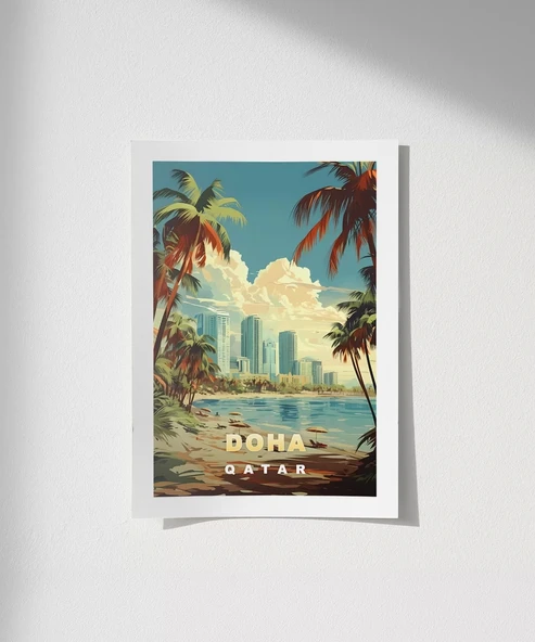 Çerçevesiz Poster Doha Şehir Manzarası ürün görseli