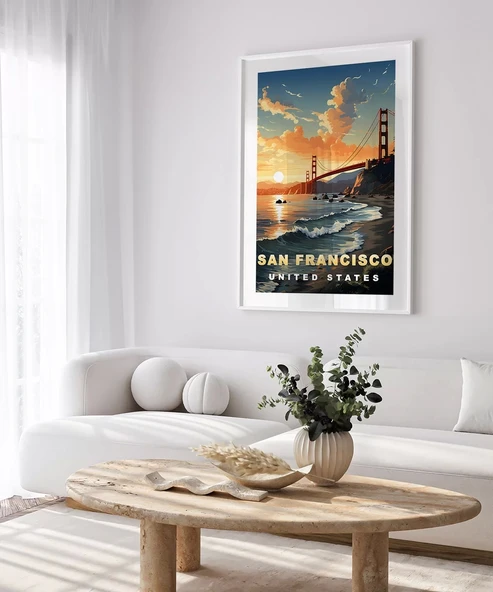 Çerçevesiz Poster San Francisco Gün Batımı - Resim 3