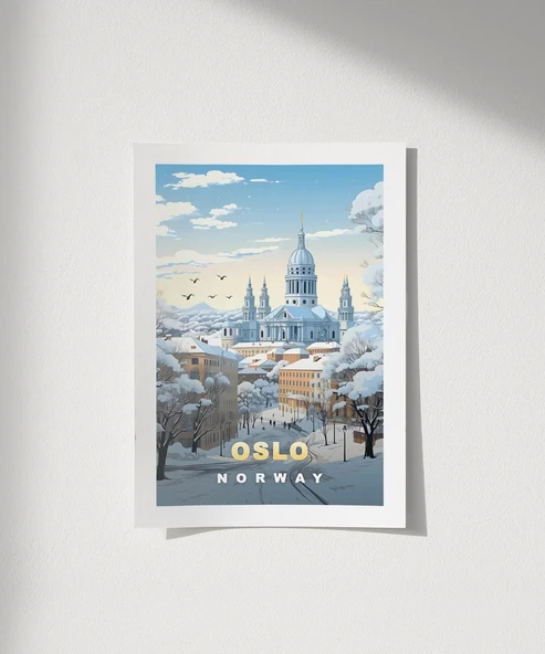 Çerçevesiz Poster Oslo Kış Manzarası ürün görseli