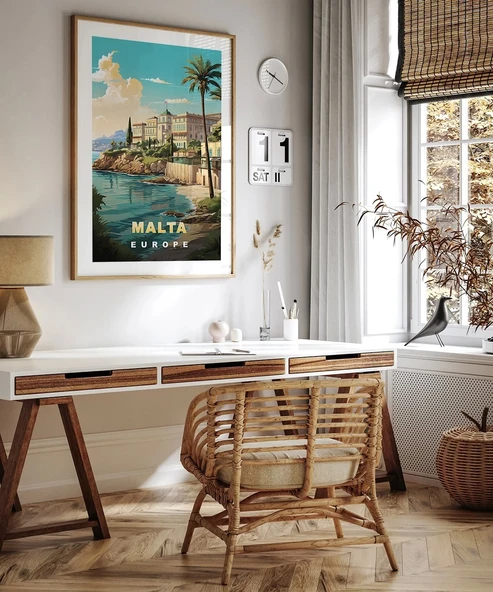 Çerçevesiz Poster Malta Sahil Manzarası ve Akdeniz Huzuru - Resim 4