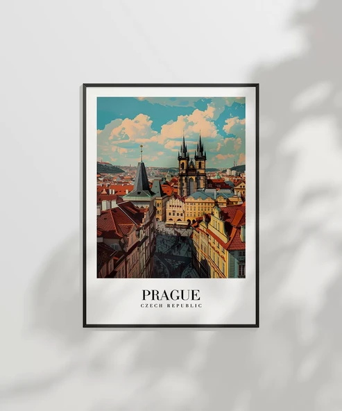 Çerçevesiz Poster Prag Eski Şehir Manzarası - Resim 6