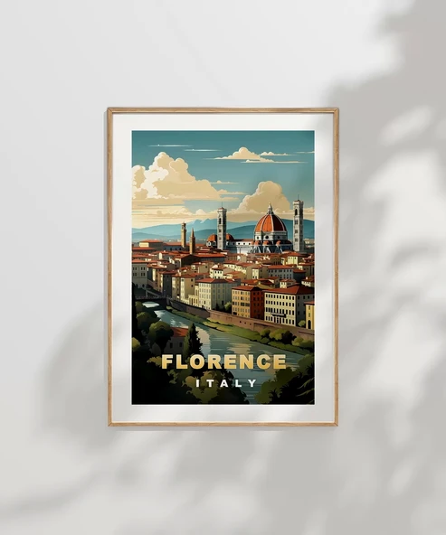 Çerçevesiz Poster Floransa Katedrali ve Şehir Manzarası " - Resim 7