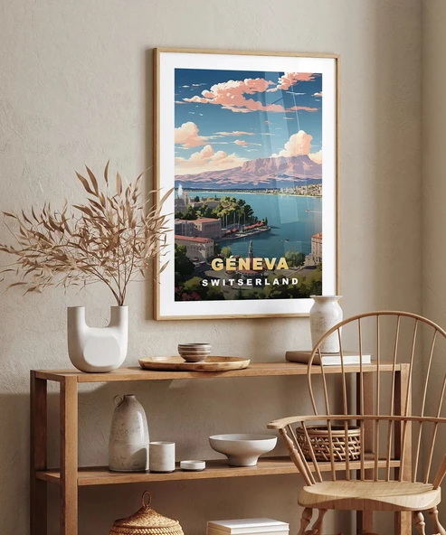 Çerçevesiz Poster Alplerin Gölgesinde Cenevre - Resim 5