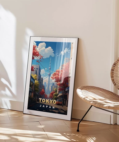 Çerçevesiz Poster Sonbahar Renkleriyle Tokyo Manzarası - Resim 4