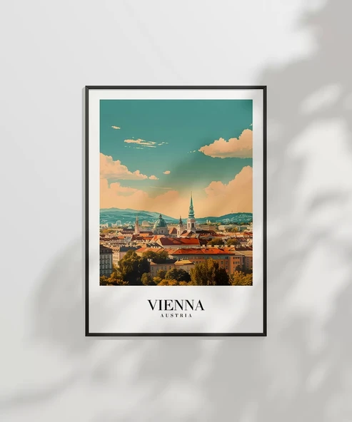 Çerçevesiz Poster Viyana Şehir Manzarası - Resim 7