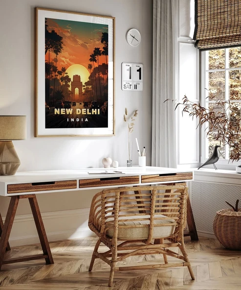 Çerçevesiz Poster New Delhi Gün Batımı - Resim 5