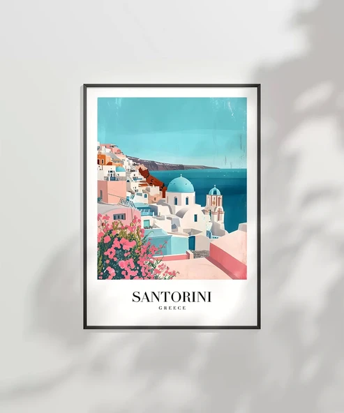 Çerçevesiz Poster Santorini'nin Masmavi Hayalleri - Resim 6