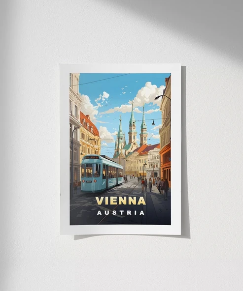 Çerçevesiz Poster Viyana’nın Tarihi Sokakları ile Sanat ürün görseli