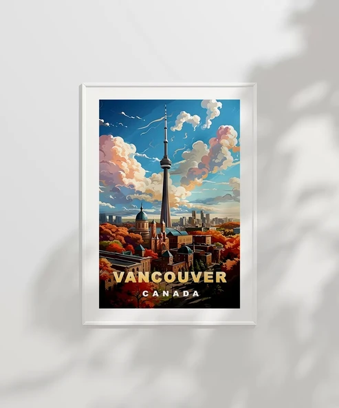 Çerçevesiz Poster Vancouver ve Sonbahar Renkleri Şehir - Resim 2