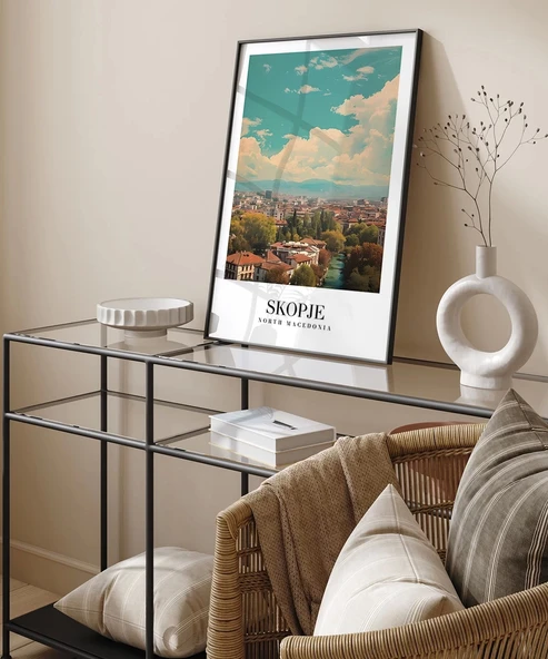 Çerçevesiz Poster Üsküp Şehir Manzarası - Resim 5
