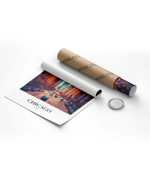 Çerçevesiz Poster Chicago Şehir Merkezi - Resim 8