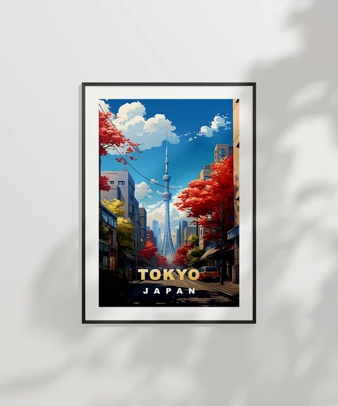 Çerçevesiz Poster Sonbahar Renkleriyle Tokyo Manzarası - Resim 6