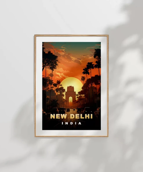 Çerçevesiz Poster New Delhi Gün Batımı - Resim 6