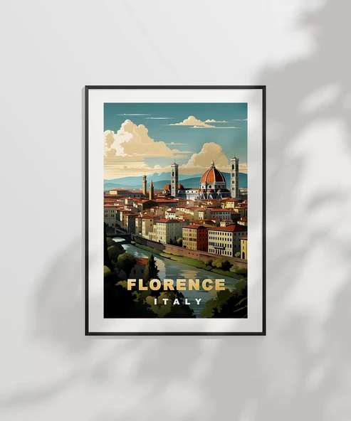 Çerçevesiz Poster Floransa Katedrali ve Şehir Manzarası " - Resim 6